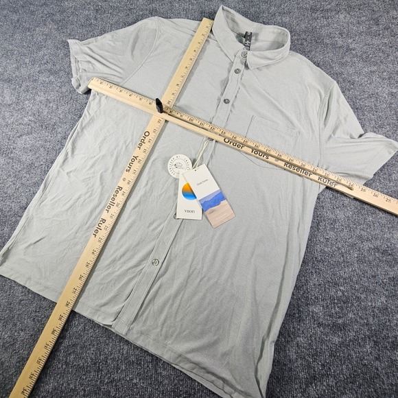 NWT Vuori Strato Tech Polo Men's L Platinum Heather Stretch Golf Athletic Shirt - Picture 7 of 8